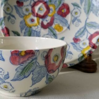 RARE Vintage VERNON KILNS METLOX Choice TEA CUP & SAUCER Blue Floral COFFEE MUG 5