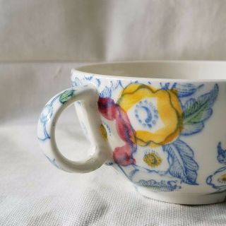RARE Vintage VERNON KILNS METLOX Choice TEA CUP & SAUCER Blue Floral COFFEE MUG 6