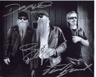 Zz Top Rare Signed By All 3 Gibbons Hill Beard 8x10 Photo With