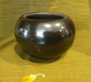 Rare Birdell Bourdon Santa Clara Pueblo Indian Mexico Black Pottery Pot Bowl