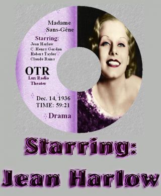 Jean Harlow Old Time Radio Show Rare Vintage Otr 1 Cd Madame Sans - Gene Drama