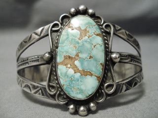 Very Rare Early Carico Lake Turquoise Vintage Navajo Sterling Silver Bracelet