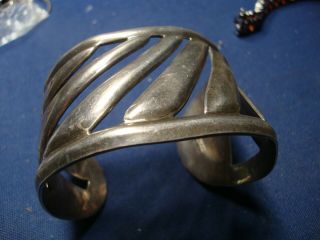 Rare Thick Mexico Sterling Silver Old Pawn Big Chunky Bracelet