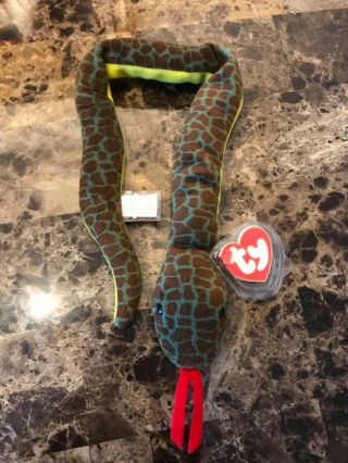 Ty Beanie Baby Slither The Snake 3rd/1st Generation Mwmt - Mq (retired/rare)