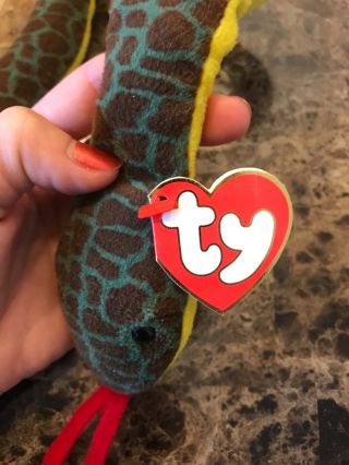 TY Beanie Baby Slither the Snake 3rd/1st Generation MWMT - MQ (Retired/Rare) 5