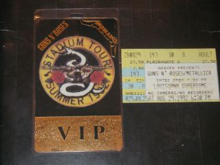 Guns N Roses & Metallica 1992 Vip Backstage Pass & Ticket Stub Beyond Rare