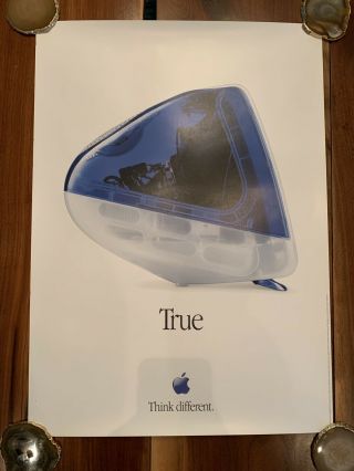 Rare Vintage Apple Imac Promo " True Blue Think " Poster 20” X 28”,  2000