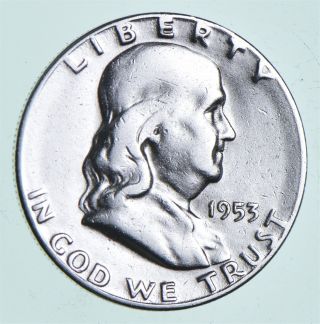 Higher Grade - 1953 - S - Rare Franklin Half Dollar 90 Silver Coin 616