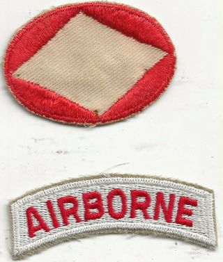 Ex/rare Kw Era " 50th Abn Signal Bn (oval & Airborne Tab) " Patches - Emb