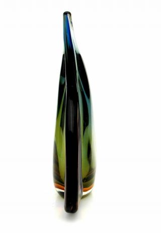 Very large Murano Rare Triple Sommerso art glass vase with 3 colours & Label 3