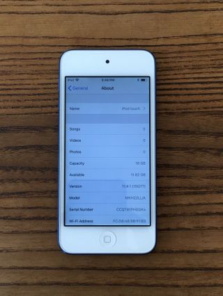 Apple iPod touch 6th Generation - Blue - RARE iOS 11.  4.  1 - 16 GB 4
