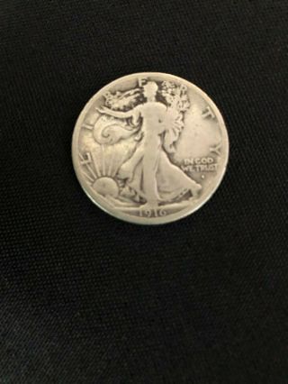 1916 - S Obsr Walking Liberty Half Dollar Rare Key Date Us Silver Coin