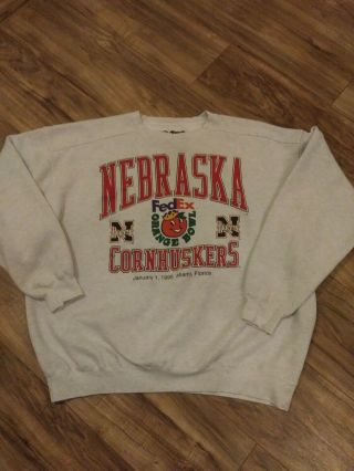 Rare Vintage 1995 Nebraska Cornhuskers Orange Bowl Crewneck Sweater Xl