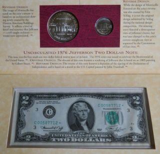 1993 THOMAS JEFFERSON COINAGE & CURRENCY SET (RARE 2$ STAR NOTE - SP NICKEL) 2