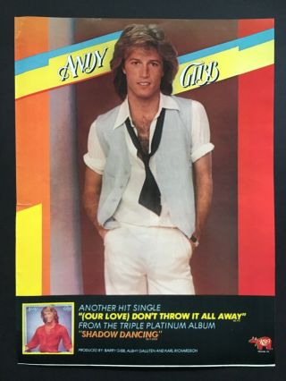 Andy Gibb " Shadow Dancing " Rare 1978 11x14” Promo Ad