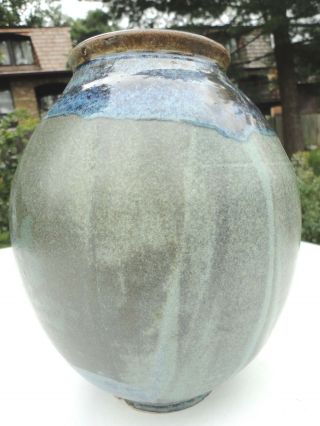 Art Pottery Blue Glaze Vase.  Virginian Based Artist Shaped.  Rare