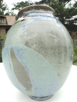 Art Pottery Blue glaze vase.  Virginian Based artist shaped.  Rare 2