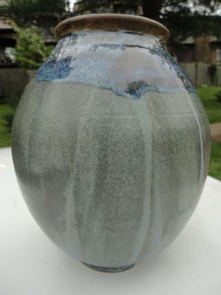 Art Pottery Blue glaze vase.  Virginian Based artist shaped.  Rare 5