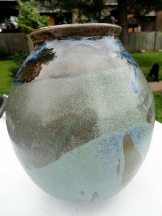 Art Pottery Blue glaze vase.  Virginian Based artist shaped.  Rare 7