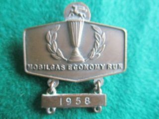 Rare Mobilgas Economy Run 1958 Pin Badge