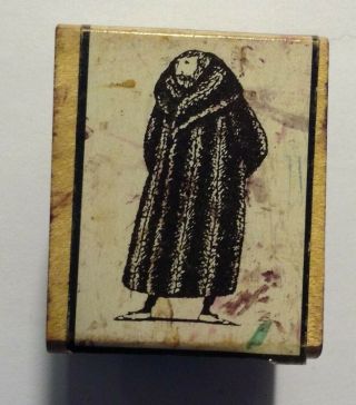 Rare Fur Coat Man - Edward Gorey Rubber Stamp - - Gothic Altered Art Craft