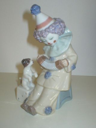 Rare Lladro Clown Figure Pierrot With Concertina & Dog 5279 Figurine
