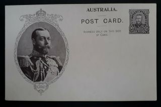 Rare 1911 Australia 1d Purple Brown Full Face Kgv Coronation Post Card