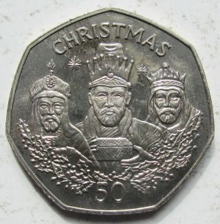 Gibraltar 1988 Christmas 50 Pence 50p Three Kings Rare