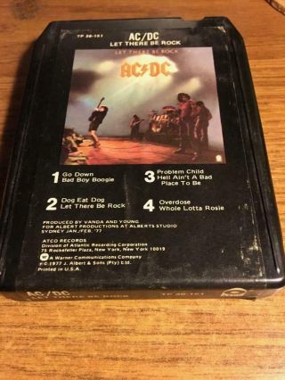 Ac/dc Let There Be Rock Vintage Rare 8 Track Tape Late Nite Bargain