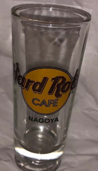 Rare Hard Rock Cafe Nagoya Shot Glass Black Writing 4 Inches