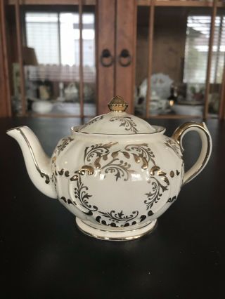 Rare Vintage Sadler One Cup Gold And Ivory Teapot Made In England