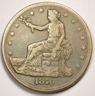 1876 - Cc Trade Silver Dollar T$1 - Vf Details - Rare Carson City Coin