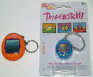Tamagotchi Connection Virtual Pet V1 Rare Orange 2004 & 20th Anniversary Blue V3