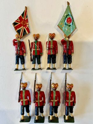 Vintage Rare Lead Models 8 Ludhiana Sikh Marching And Colours Toy Soldiers (a29)