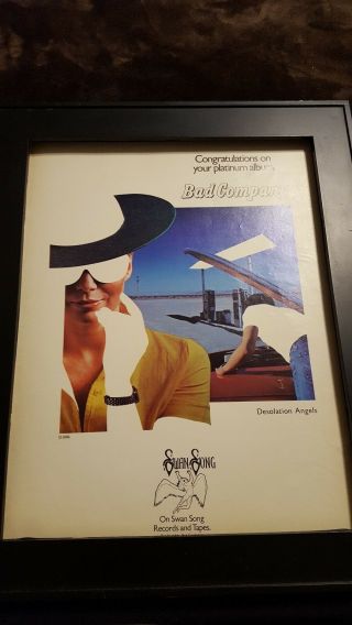 Bad Company Desolation Angels Platinum Swan Song Rare Promo Poster Ad Framed