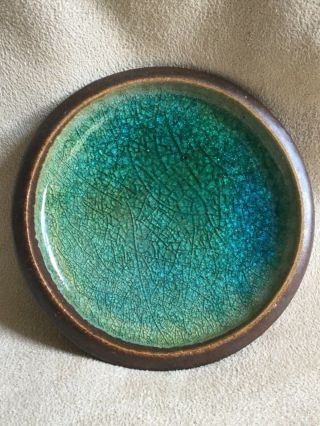 Robert Maxwell Coaster Blue Crackle Glaze Very Rare