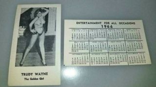 Rare 1966 Trudy Wayne The Golden Girl Pin Up Calendar Card From Trudy`s Estate