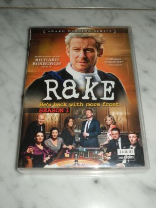 Rake: Season 3 (dvd,  2014,  3 - Disc Set) Richard Roxburgh Rare Oop