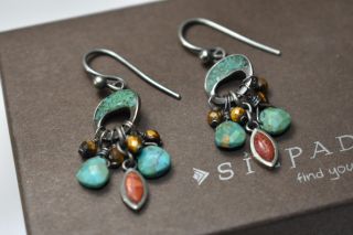 Silpada Sterling Silver Turquoise Coral Tigers Eye Earrings W1523 Necklace Rare