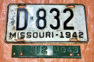 Rare 1942 1943 Wwii Era Missouri Dealer License Plate Car Gm Mopar Ford Chevy