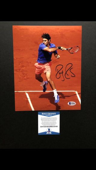 Roger Federer Signed Autographed Rare Tennis Legend 8x10 Photo Beckett Bas