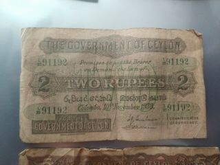 Ceylon (sri Lanka) :p - 21b,  2 Rupees 1938 Rare & 1941 5 Rupees Note