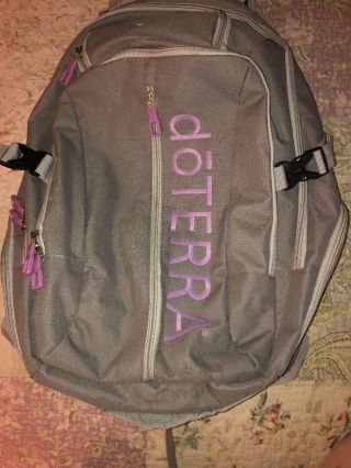 Doterra 2017 Global Convention Backpack 19 " X14 " Green/black.  Purple Inside.  Rare