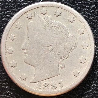 1887 Liberty Head Nickel 5c Better Grade Rare 13918