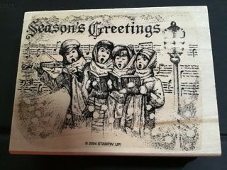 Rare 2004 Retired Stampin Up Season’s Greatings Christmas Rubber Stamp Caroling