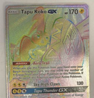 Pokémon SM Guardians Rising Tapu Koko GX 153/145 Full Art Holo Secret Rare NM 2