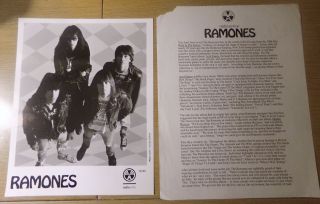 The Ramones Press Release,  Photo For Acid Eaters 1993 Rare