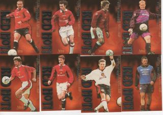 Rare Futera 1997 Manchester United - Red Hot Silver Insert Promotional Set 1 - 8