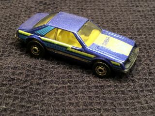 Hot Wheels Ford Mustang Cobra Blue Metallic W/ Yellow - Blue Bottom - Rare