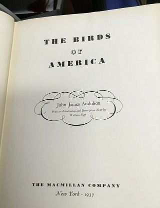 John James Audubon Birds of America Book,  Rare 1st Edition Nov.  1937 4